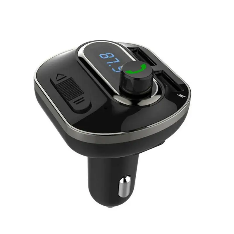 Автомобильный комплект громкой связи, Bluetooth, fm-передатчик, Aux модулятор, автомобильный аудио MP3 плеер, двойное USB Автомобильное зарядное устройство с 3.1A быстрой зарядкой - Название цвета: Черный