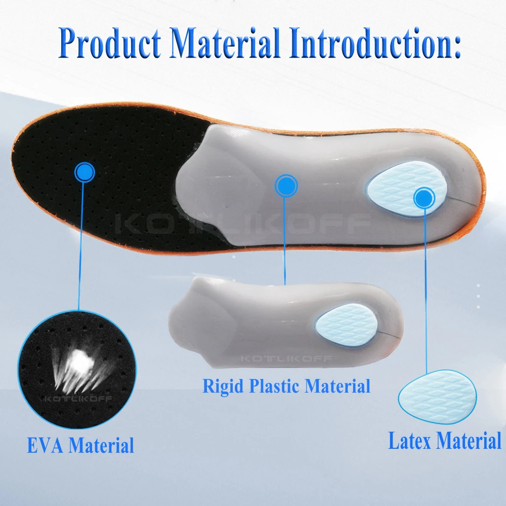 KOTLIKOFF Leather Orthotic Insole For Shoes Flat Feet Arch Support Orthopedic Shoes Sole Insoles For Men And Women's Shoes Pads