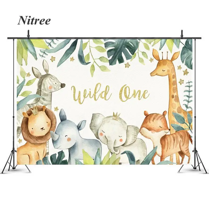 

Newborned Baby Birthday Photography Background Photocall Animals Cartoon Zoo Customize Backdrop