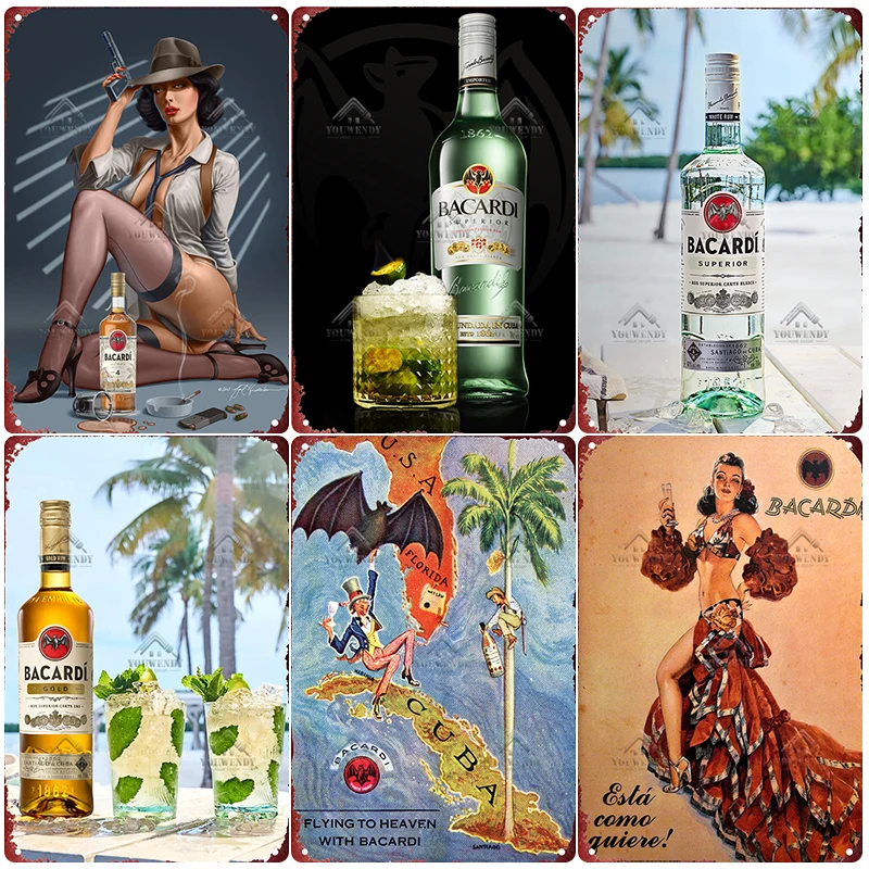 Металлический знак Bacardi в стиле ретро жестяной марки рома металлические