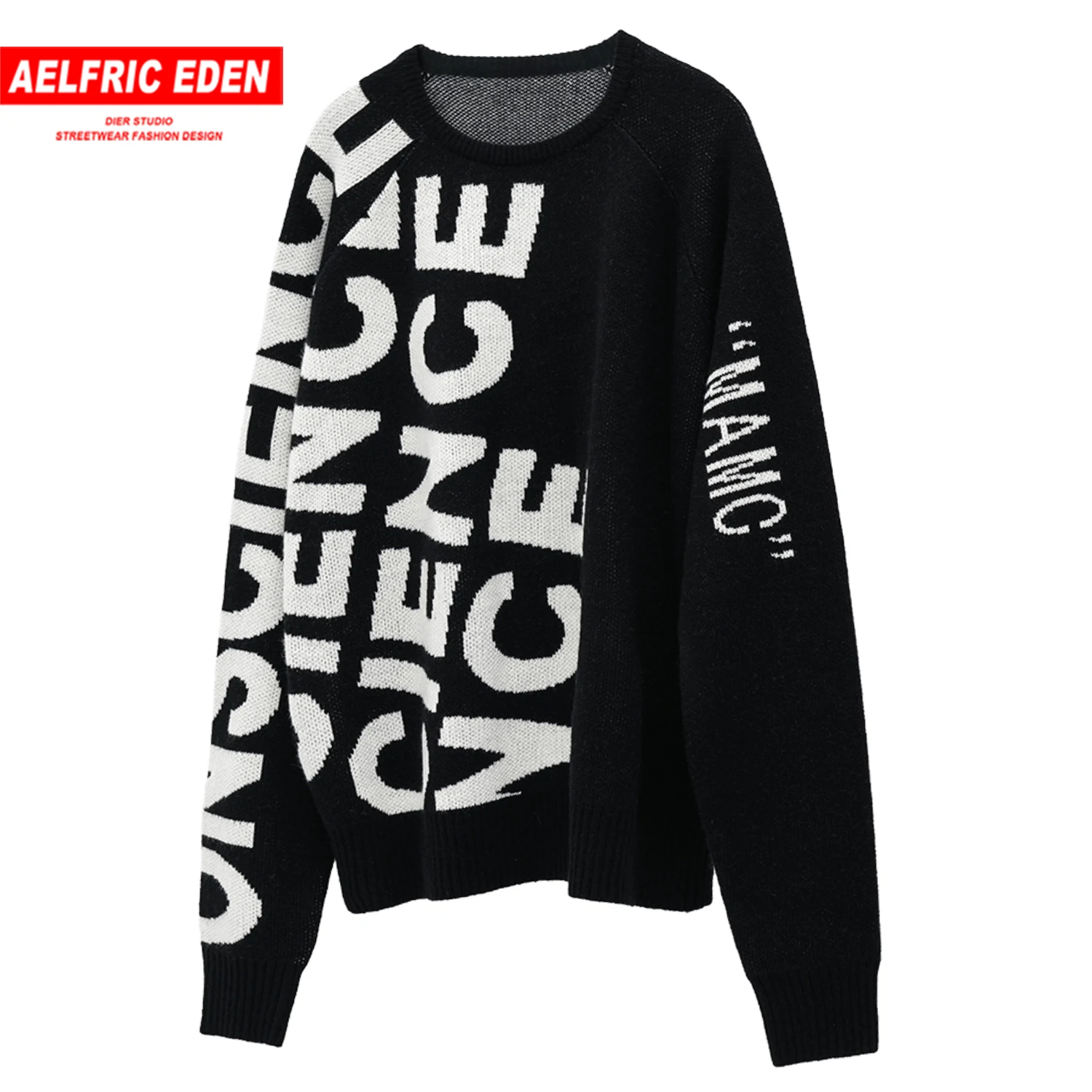 Aelfric Eden Винтаж Письмо вязаная обувь для мужчин в готическом стиле свитер Harajuku