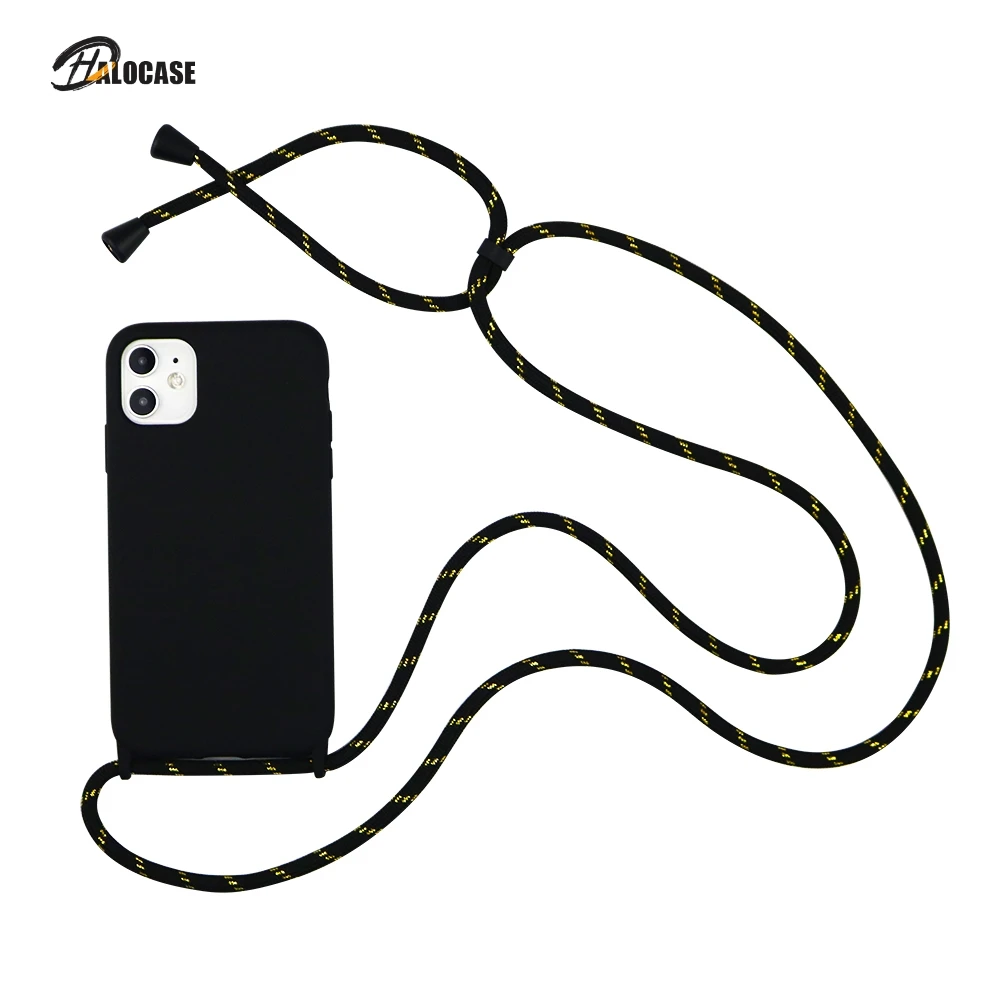 

Candy Color Liquid Silicone Phone Case For iPhone 11 Pro Xs Max 7 8p XR With Lanyard Necklace Cross Body Shoulder Cord Case