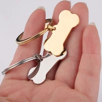 fnixtar 10pcslot novelty dog id tags keychain mirror polished stainless steel animal pet dog blank bone keychains for womens