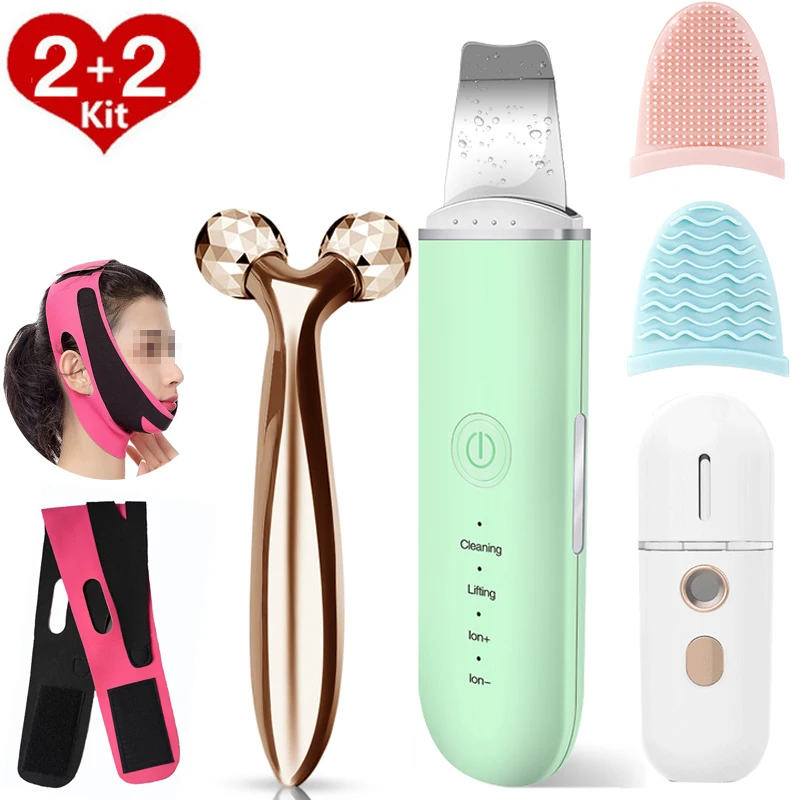 

Face Massager Ultrasonic Skin Scrubber 3D Face Roller 2+2 Kit Face Cleaner Pore Cleaner Face Care Vibrators Ultrasonic Cleaner