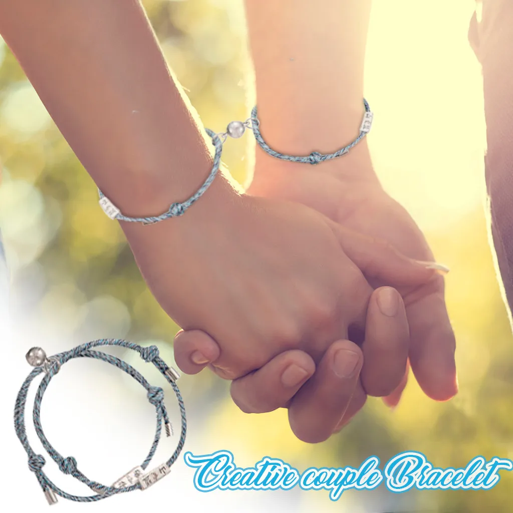 Магнитный удачи пара веревочный браслет торжественного любви сплава