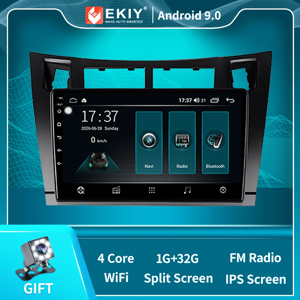 Автомобильный радиоприемник QLED 4G Android для Toyota Yaris 2005 2012 Авторадио мультимедийный