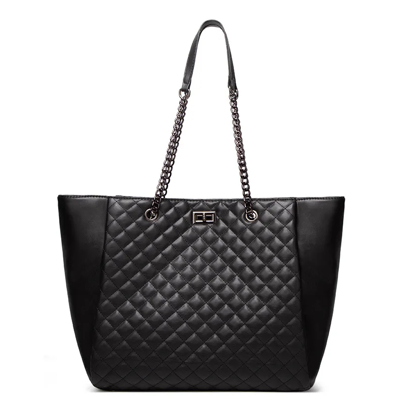 

2020 newest women fashion black PU leather single shoulder handbag female large capacity Multiple compartments lozenge bags