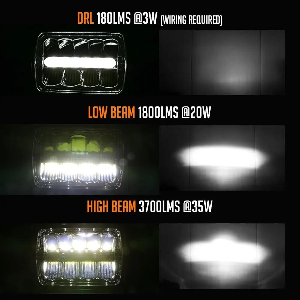 2 шт. 6x7 дюймов дальний/ближний свет DRL квадратный светодиодный головной 5x7 45 Вт