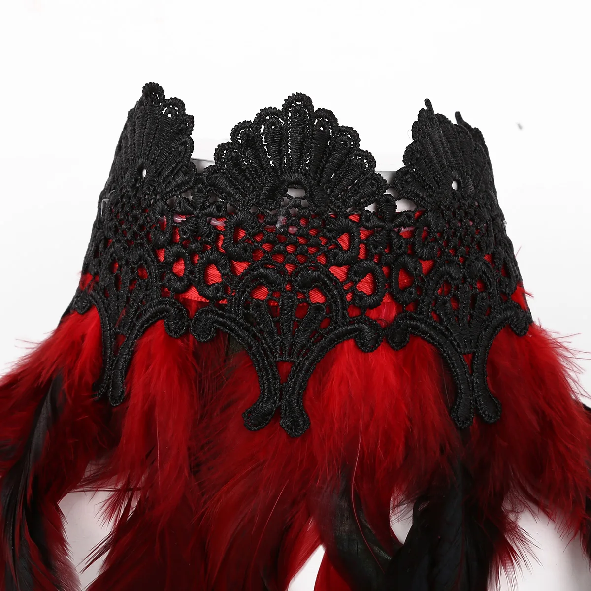 

Victorian Gothic Natural Feather Lace Embroidery Choker Neck Wrap Collar Stage Performance Halloween Cosplay Costume Accessories