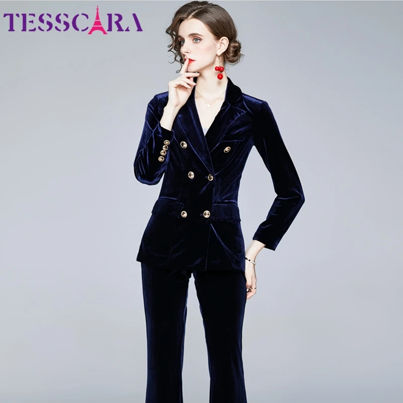 TESSCARA женское осенне зимнее Элегантное Платье Vestidos De Festa костюм штаны Детский