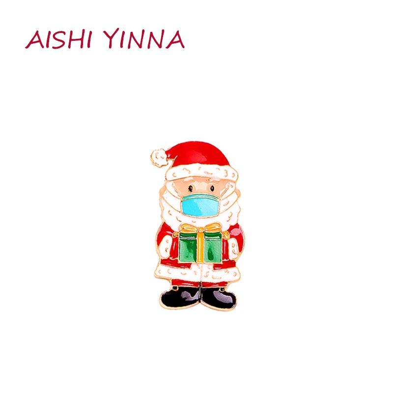 

AISHI YINNA Christmas Brooch Santa Claus Cute Corsage Decoration Decoration Creative Water Drop Stitch Scarf Ornament Gift