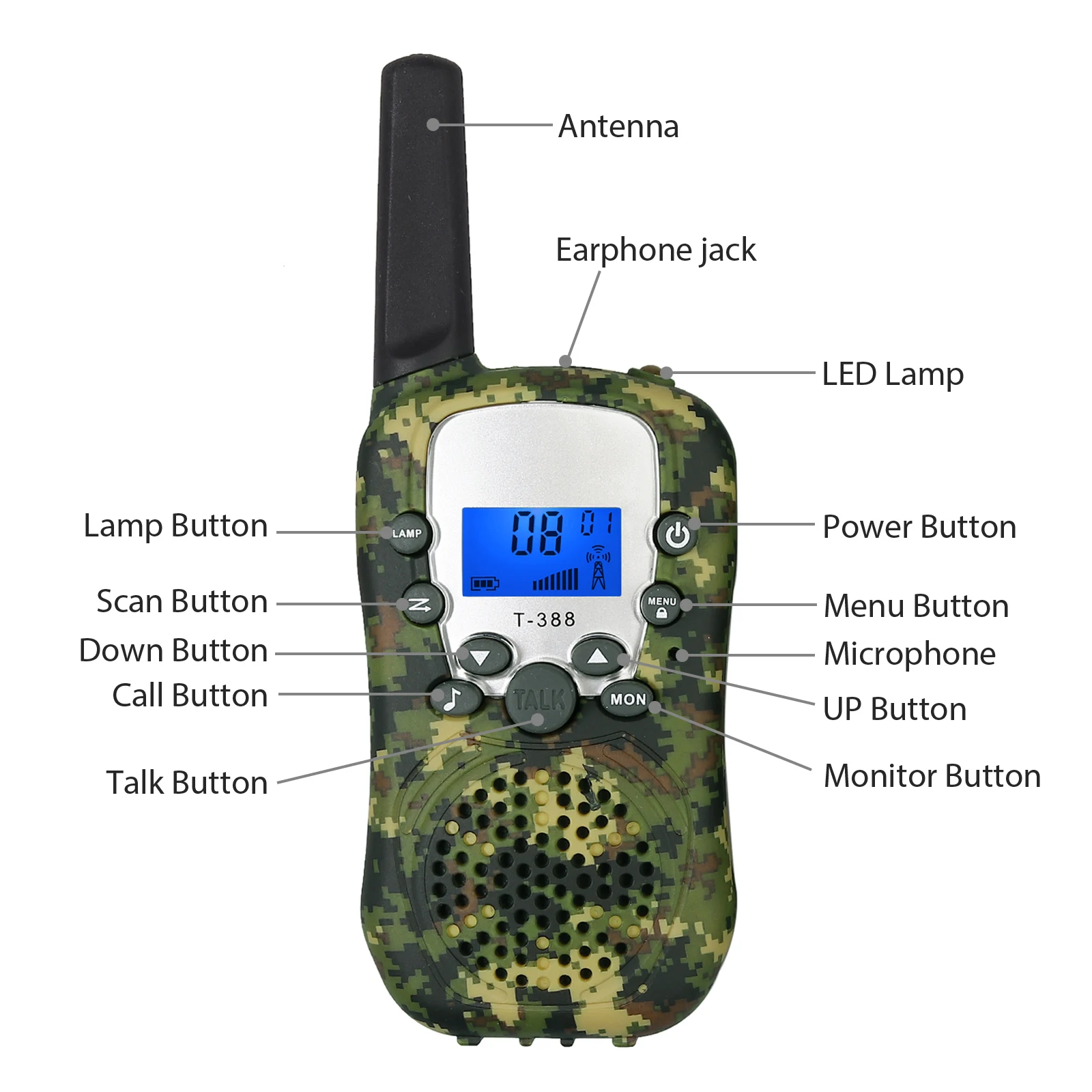 ESYNiC T 388 детская рация Walky Talky 8 каналов для мальчиков и девочек 3 км Диапазон