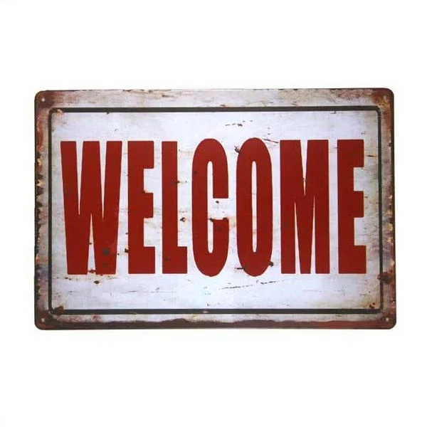 

Welcome Retro tin sign nostalgic ornament metal poster garage art deco bar cafe shop