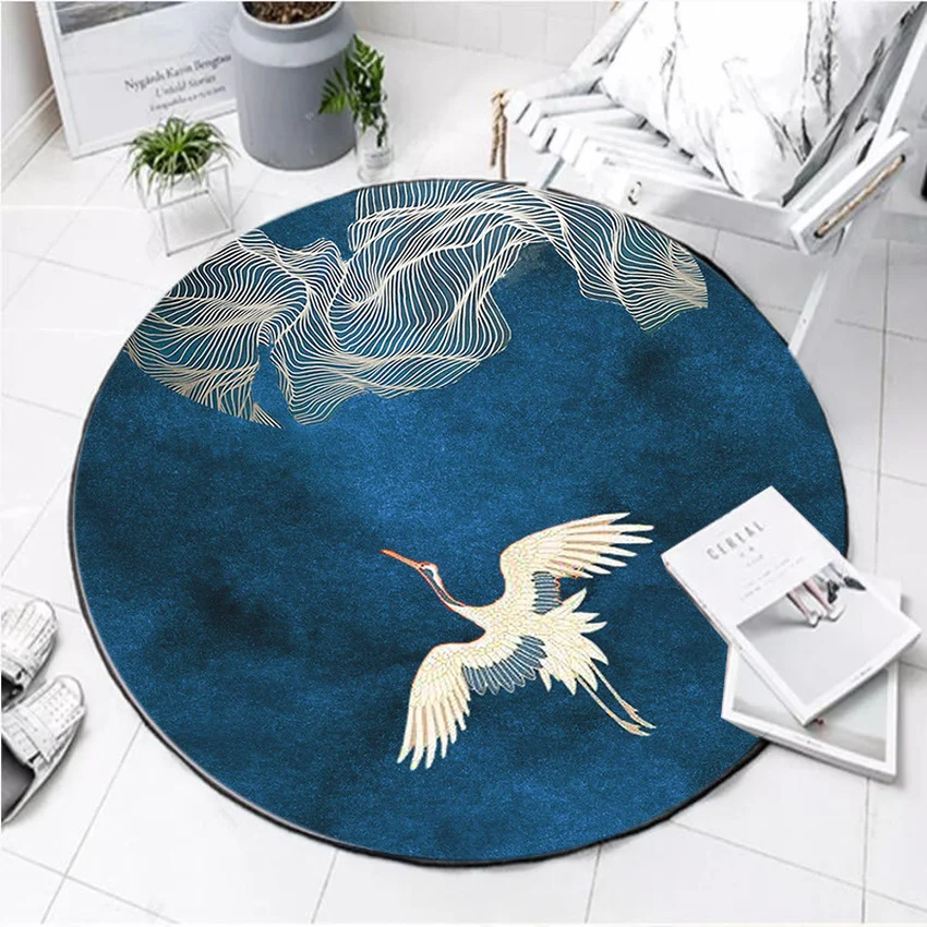 

Chinese Crane Circle Rug Home Carpet Bedroom Decor Area Rug Large Carpet Living Room Round Area Rug Kids Room Rug Mats Tapis