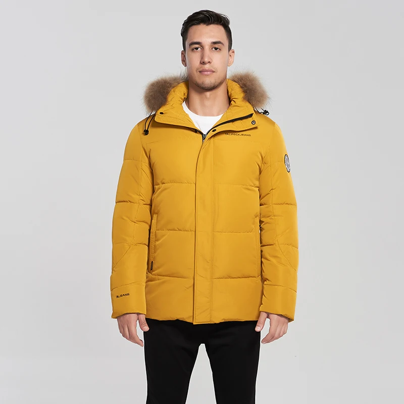 Мужская куртка со съемной шапкой черная Водонепроницаемая теплая с воротником