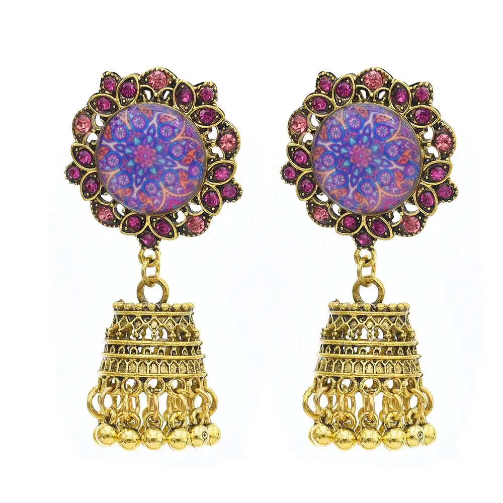 Афганские ювелирные изделия серьги Jhumka для женщин богемные резная Цветочная