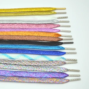 Fashion 115cm Metal Glitter Flat Shoelaces Shoe Laces Sneaker Sport Shoe Colored Available Running S in India