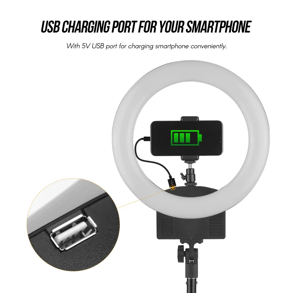 12 дюймов Портативный светодиодный видео кольцевой светильник для студийной