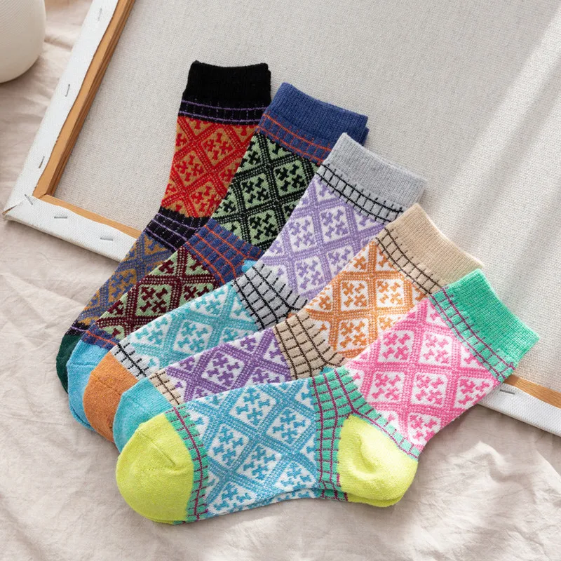 

Women's Socks Rabbit Wool Socks National Style Fashion Crew Socks Wool 5 Pairs/set