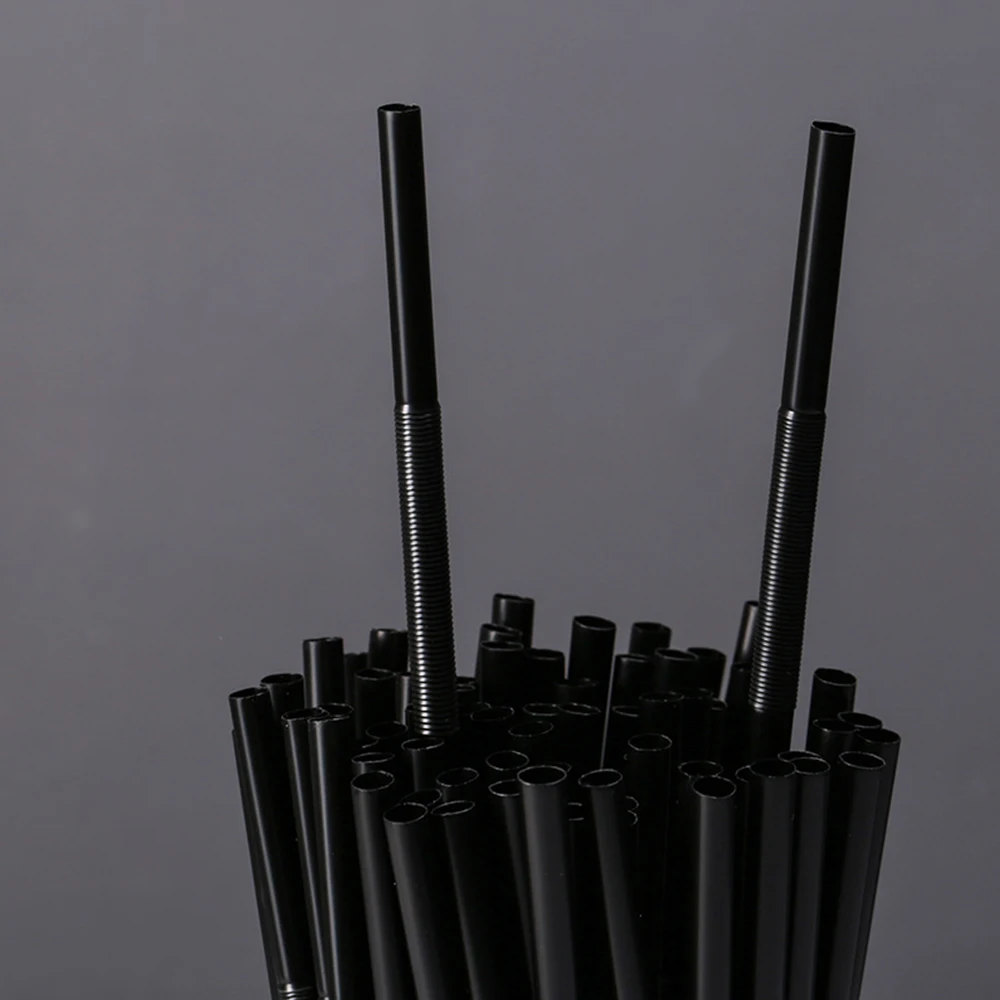 

100pcs Cocktail Straws Black Plastic Drinking Straw Flexible Bendable Straw for Birthday Wedding Decorative Party Event Supplies