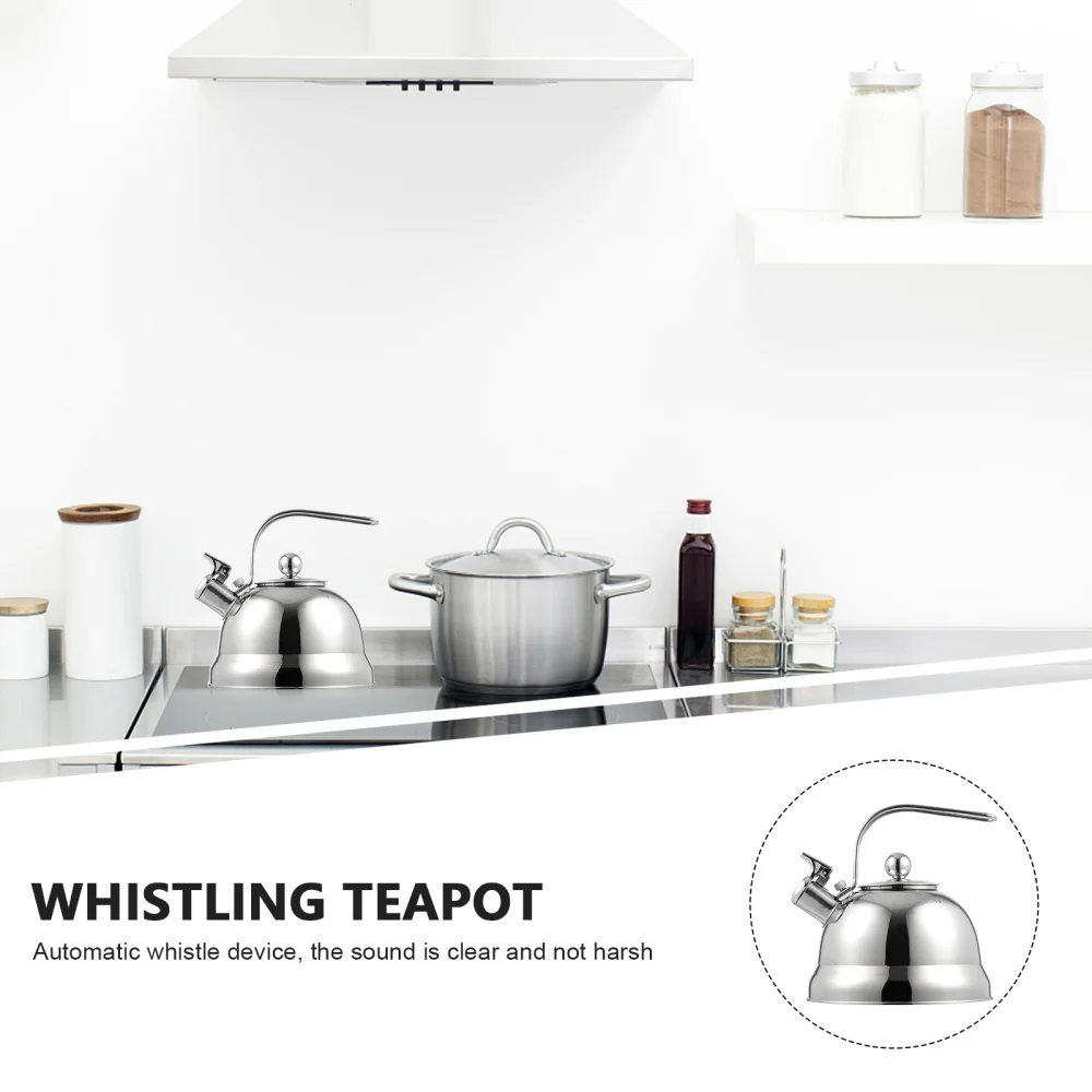 

1pc Stainless Steel Tea Kettle Flat Bottom Whistling Tea Kettle Teapot for Home
