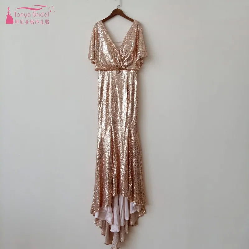 Женское платье Русалка с V образным вырезом и открытой спиной|sequin bridesmaid dresses|bridesmaid