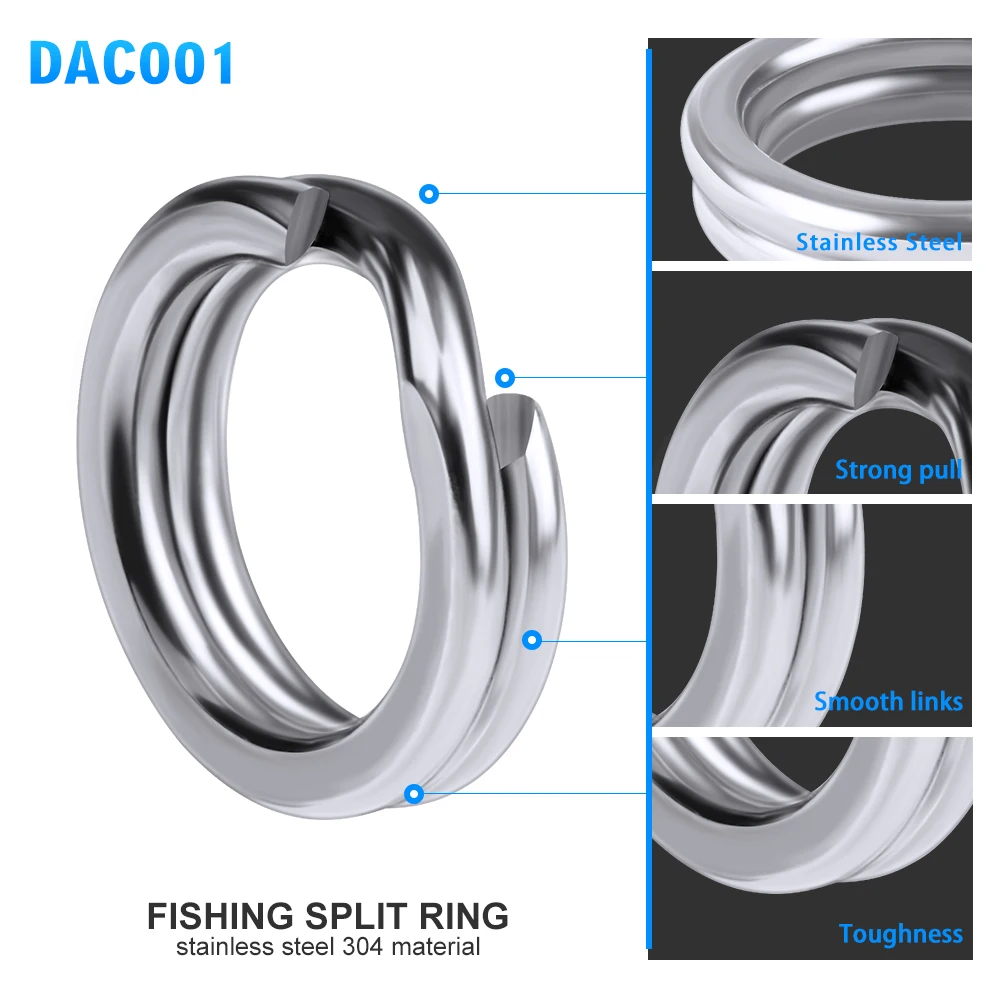 100pcs Fishing Split Rings 3.7-14MM Crank Hard Bait Snap Silver Stainless Steel Double Loop Open Carp Lure Pesca | Спорт и