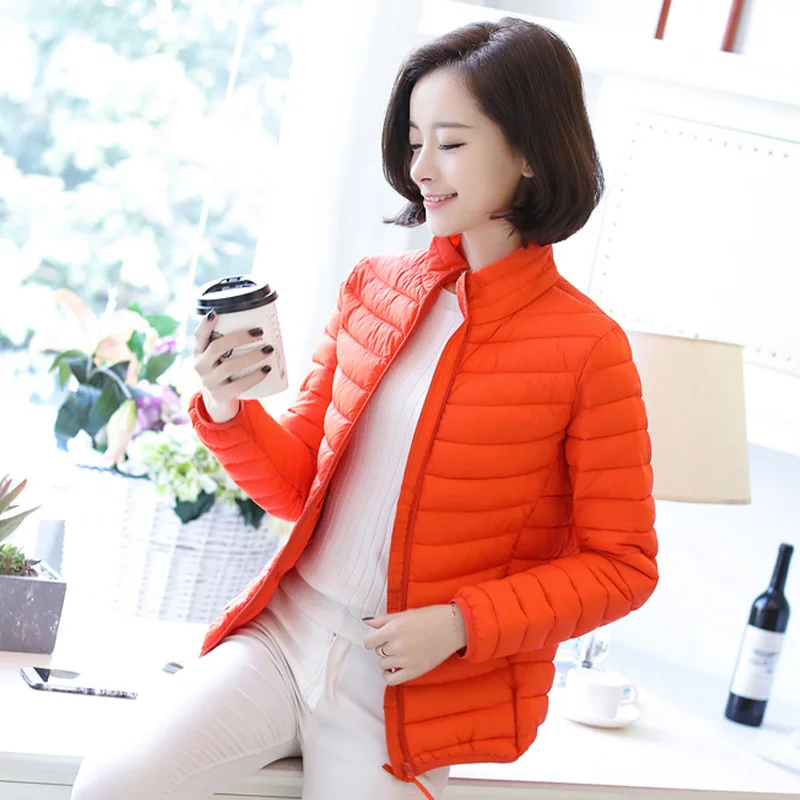 

JCHB 2021 Warm Casual Slim Women Short Coats Jackets Warm Woman Warm Parka Fashion Solid Ultra Light Duck Warm Jacket Zipper Out