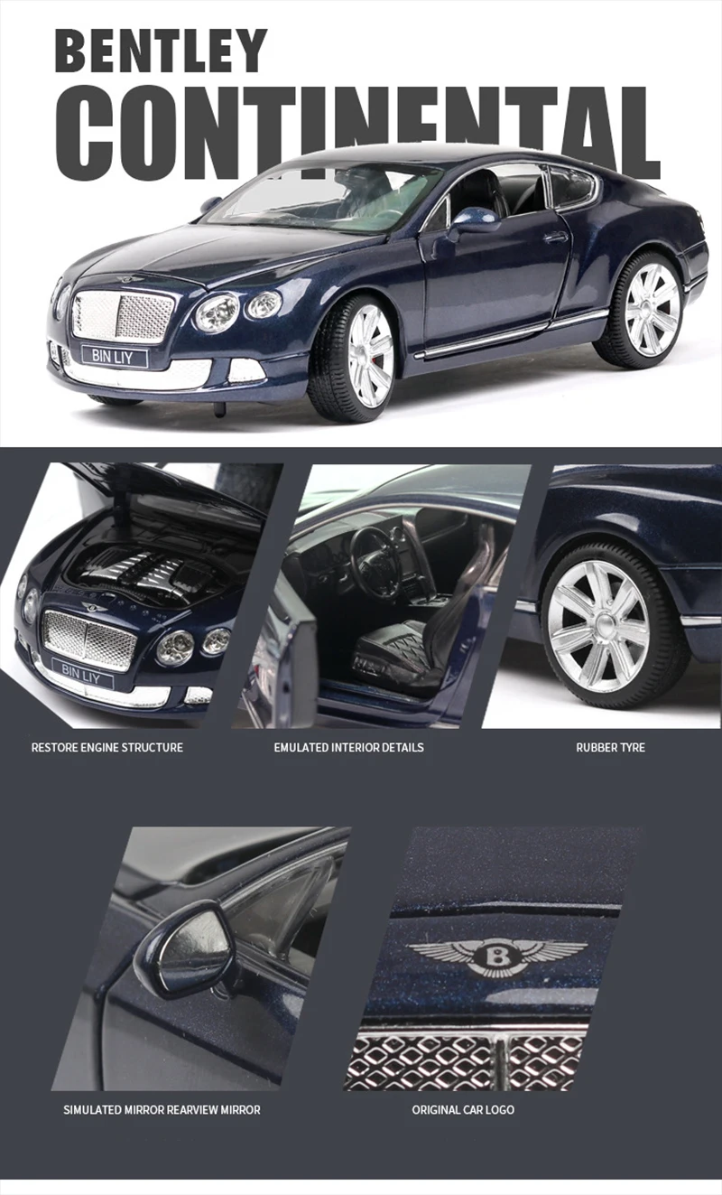 1:32 Высокая Имитация Bentley GT W12 подъемное колесо 4 открытые двери металлический сплав Модель автомобиля игрушки для детей Коллекция Подарки