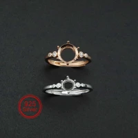 4 15mm round prong bezel rose gold plated solid 925 sterling silver adjustable ring settings for gemstone diy supplies 1210053