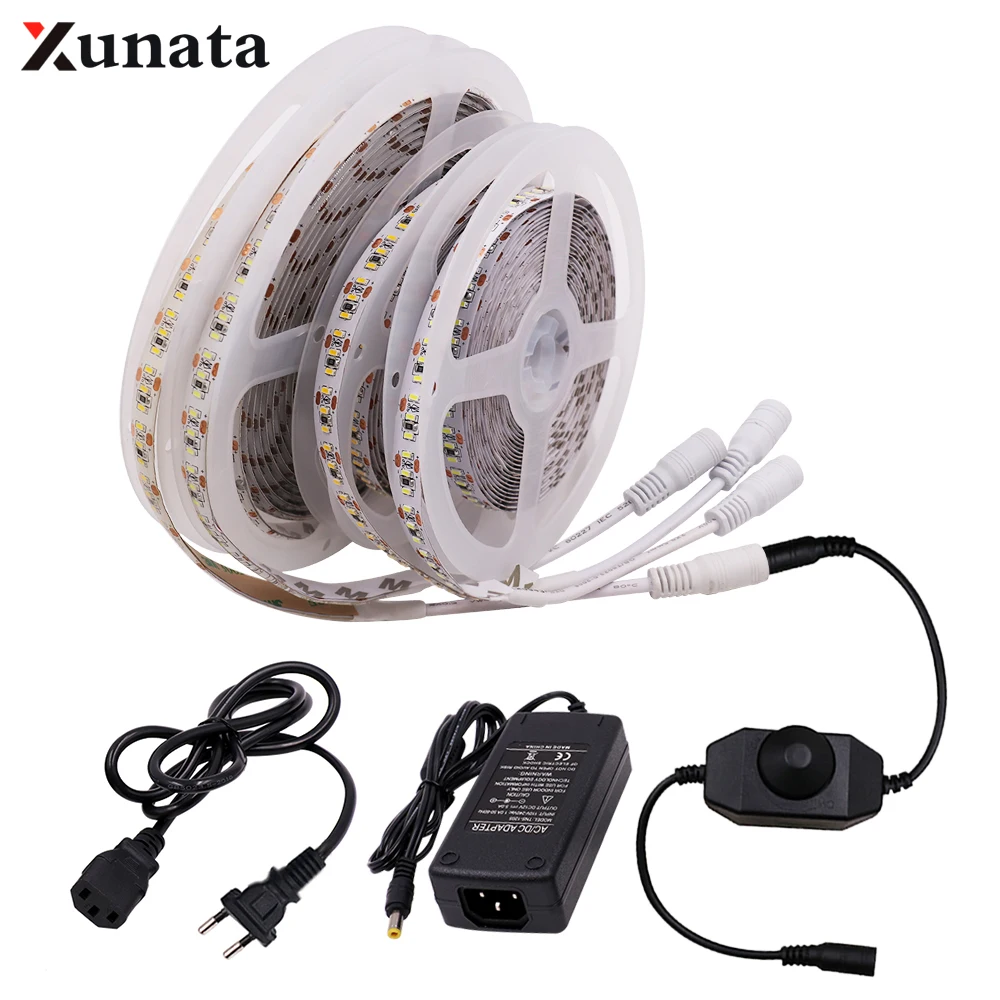 

Гибкая Водонепроницаемая светодиодная лента с разъемом постоянного тока, 5 м, 12 В постоянного тока, SMD 3014, 204 светодиодов/м, штепсельная вилка ...