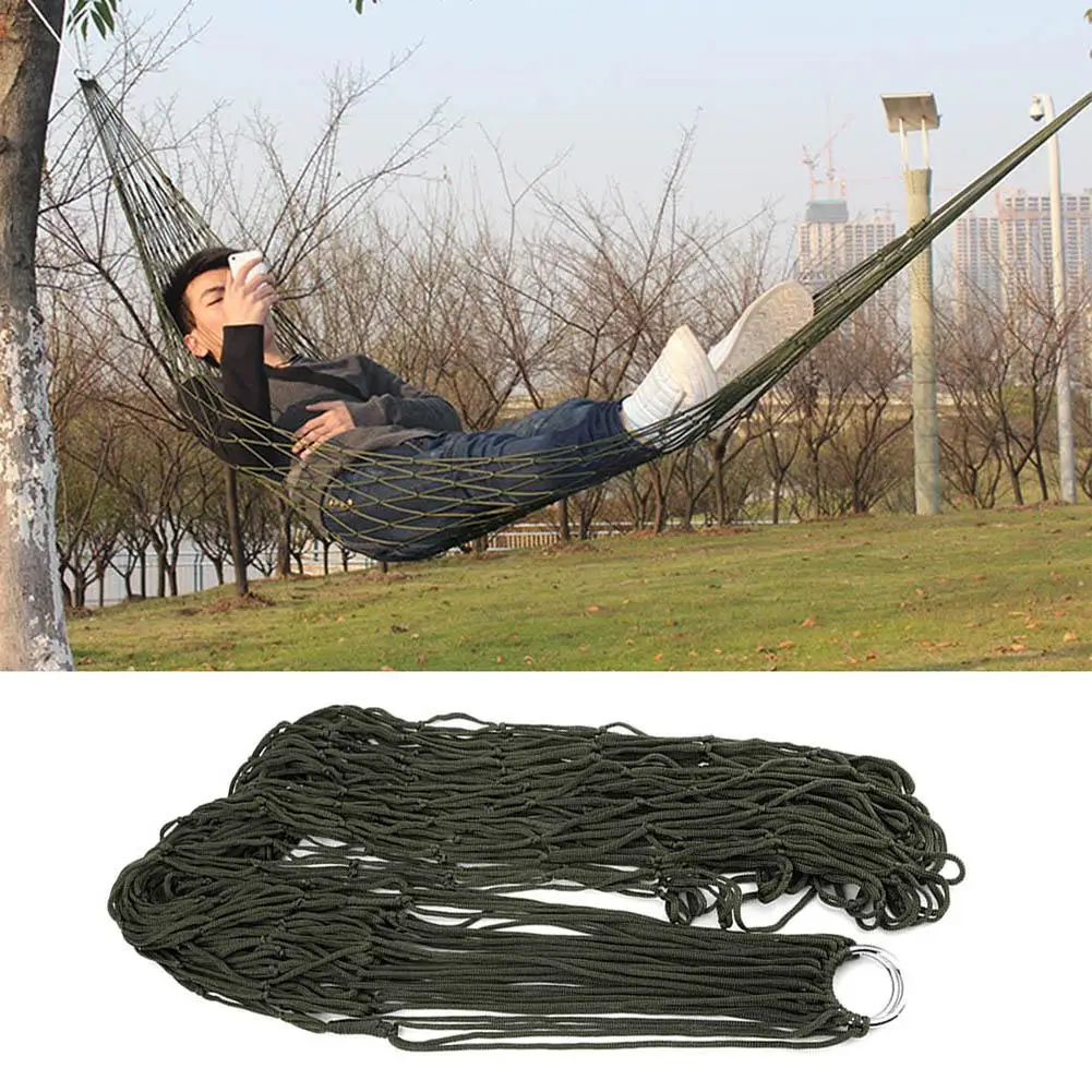

Outdoor Travel Camping Hammock Garden Yard Nylon Hanging Mesh Net Sleeping Bed