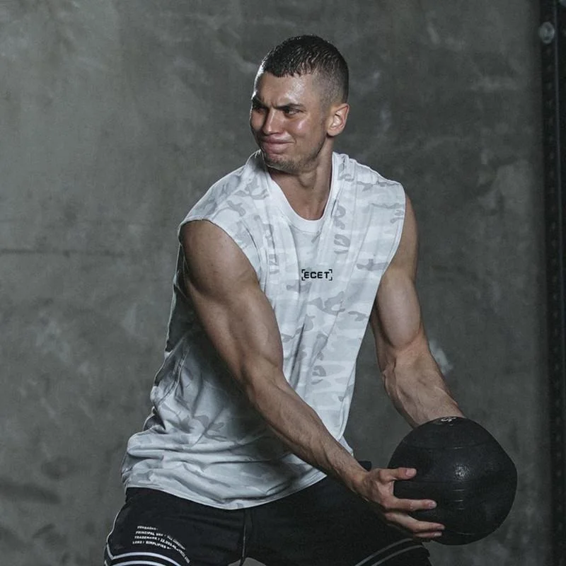 Мужской Камуфляжный спортивный жилет с круглым вырезом без рукавов | Мужская