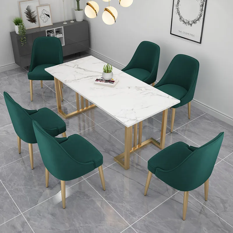 

Nordic Light Luxury Marble Dining Table Art Metal Home Coffee Shop Desk Nordic Furniture Modern Simplicity