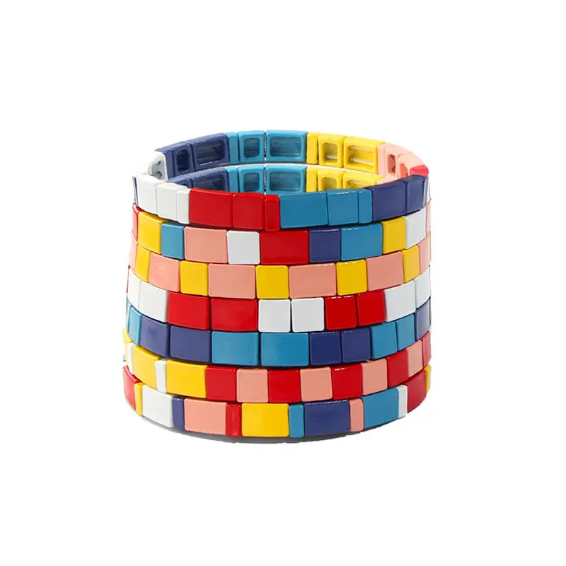 Flatfoosie браслет дружбы для женщин богемный плитка Радуга Красочные эластичные