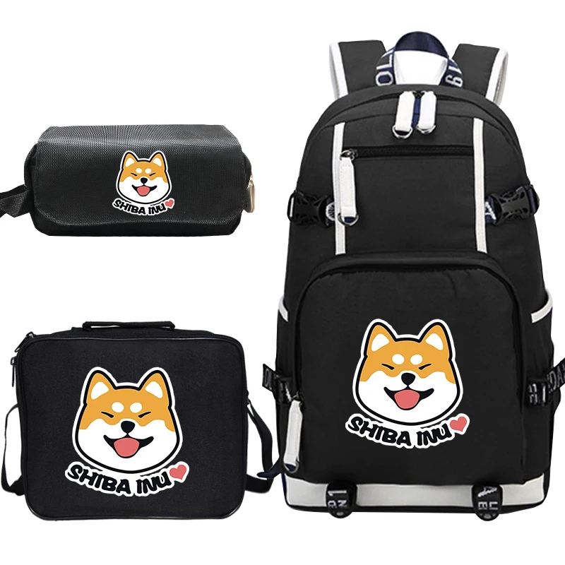 Рюкзак Mochila Shiba Inu 3 шт./компл. школьные ранцы для девочек подростков сумка ланча