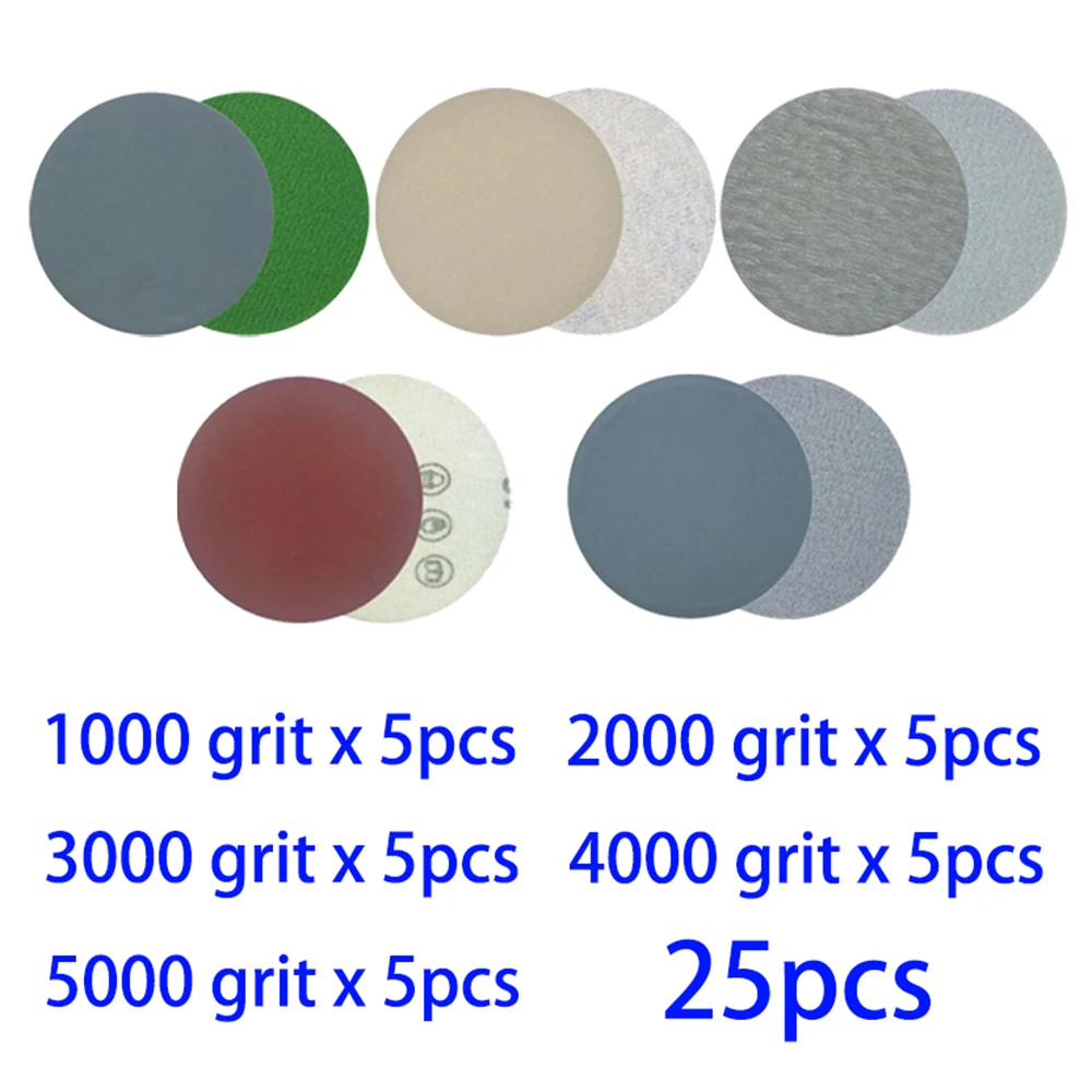 

25pcs Polishing Sanding Disc 2 Inch 1000-5000 Grit Sandpaper Silicon Carbide