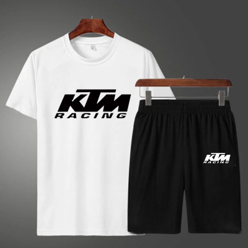 

Summer men's casual fashion sports track suit suit short-sleeved T-shirt + pants breathable polyester 2-piece suit