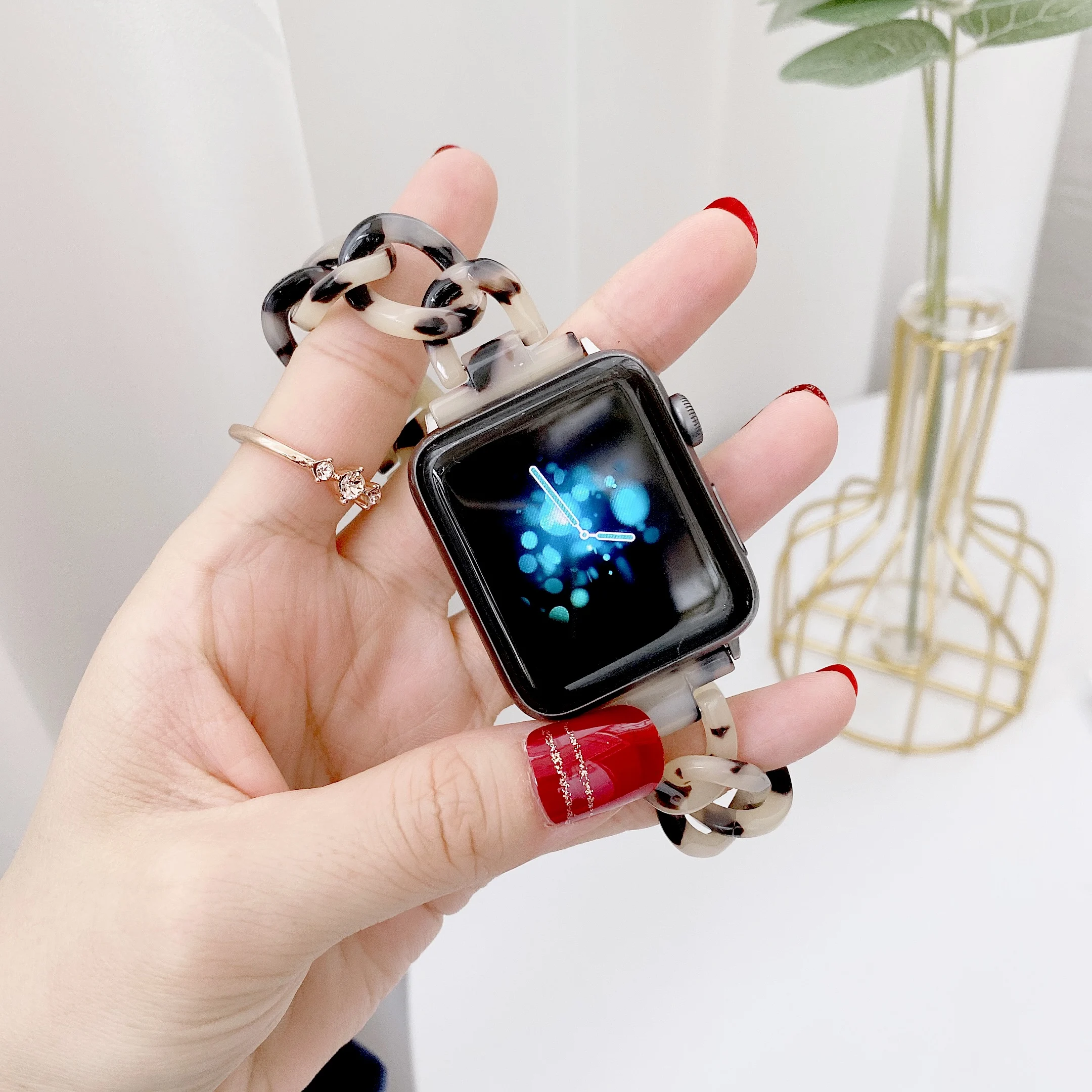 

Resin watchband for Apple watch band Bracelet 38mm 42mm Replacement Stainless Steel Strap For Apple Watch 40mm 44mm