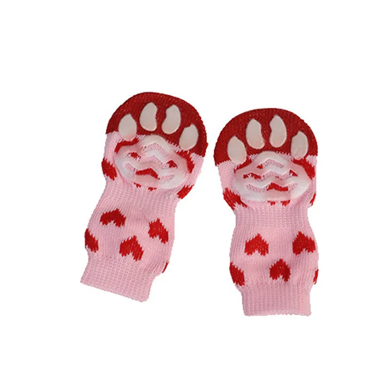 

4 Pcs Pet Puppy Dog Socks Anti-slip Knitting Breathable Elasticity Warm Winter Indoor