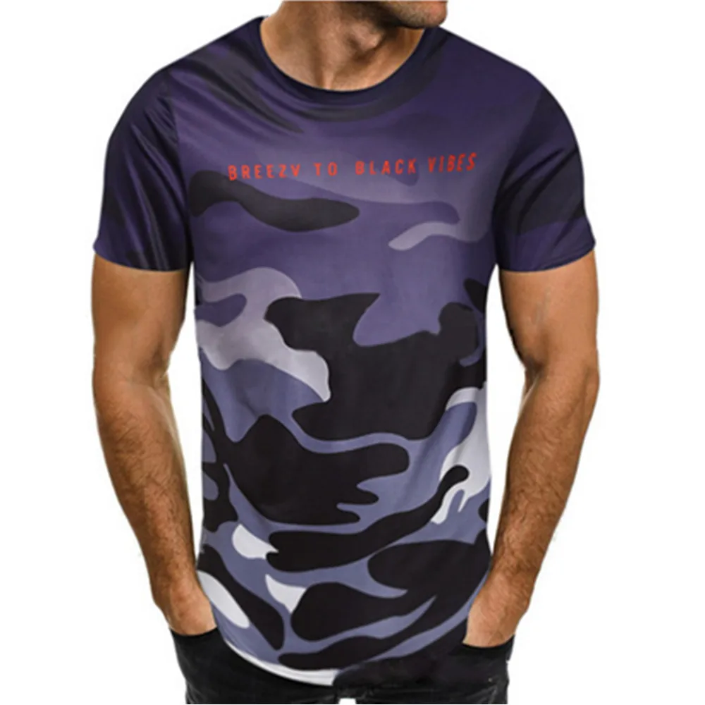 E-BAIHUI 2020 Новая Стильная летняя камуфляжная Футболка модная с принтом мужская