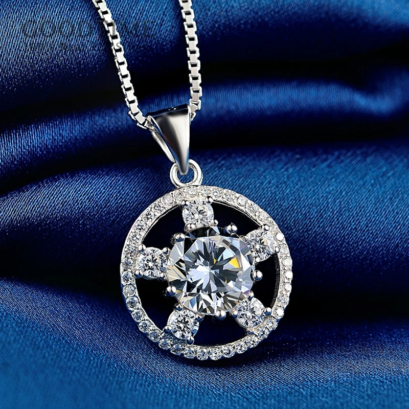 

Luxury Genuine 925 Sterling Silver Shining Cubic Zircon Pendant Necklaces For Women Bridal Wedding Jewelry Accessories For Party