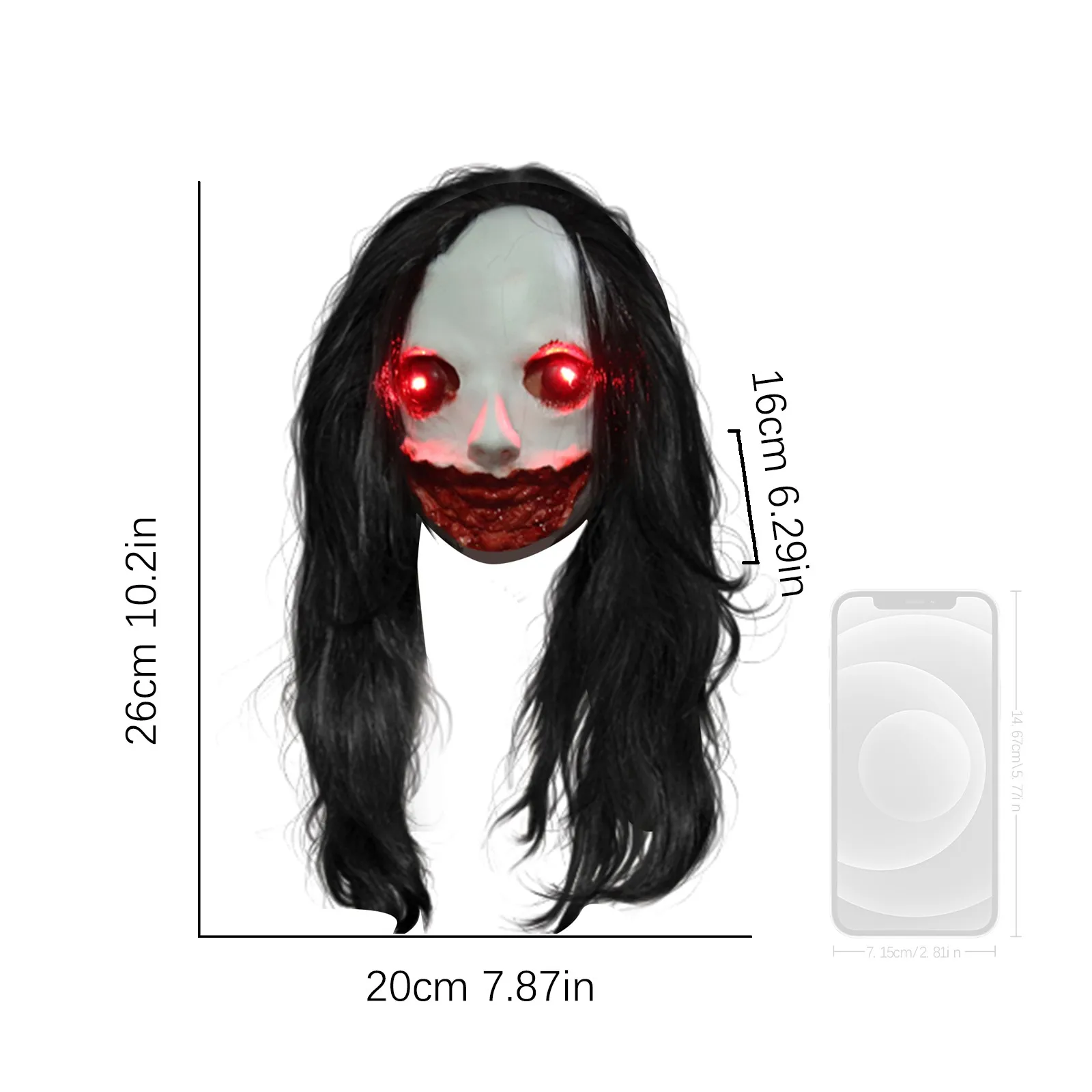 

Scary Momo Mask Hacking Game Horror Latex Mask Full Head Momo Mask Big Eye With Long Wigs Masquerade Theme Party Supplies