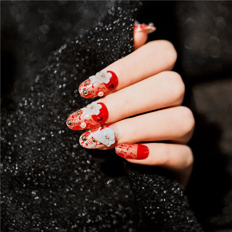 24 шт./компл. предварительно дизайн изысканный 3D цветы искусственные накладные