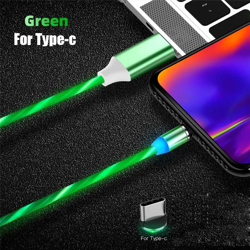 Магнитный светодиодный кабель для быстрой зарядки, магнитный кабель Micro usb type C, светодиодный шнур, зарядное устройство type-C для samsung S10 Hauwei - Цвет: for type c