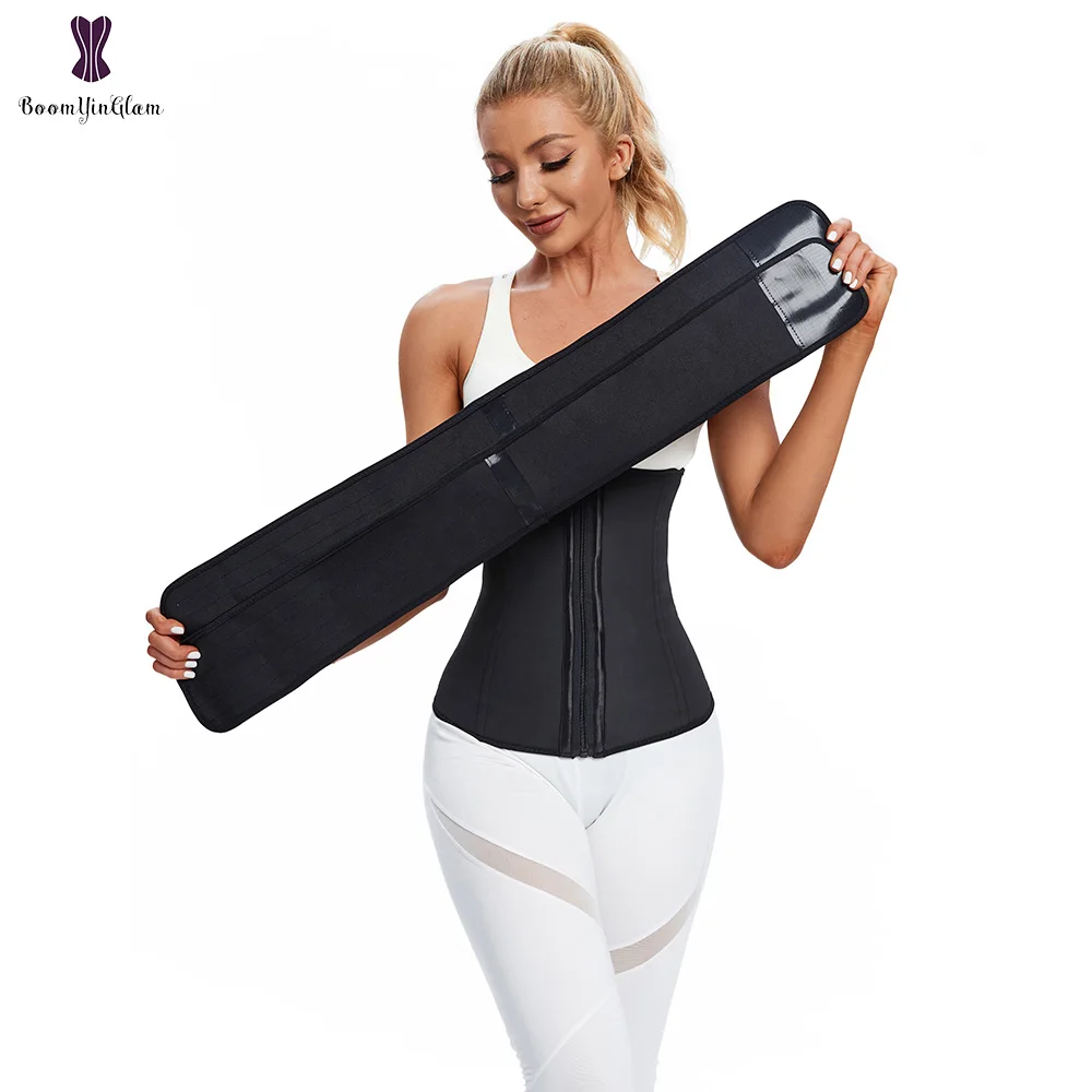 Steel Bone Waist Trainer Latex Body Shaper With 2 Removable Straps Zipper and Hook Modeling Tummy Control Belt