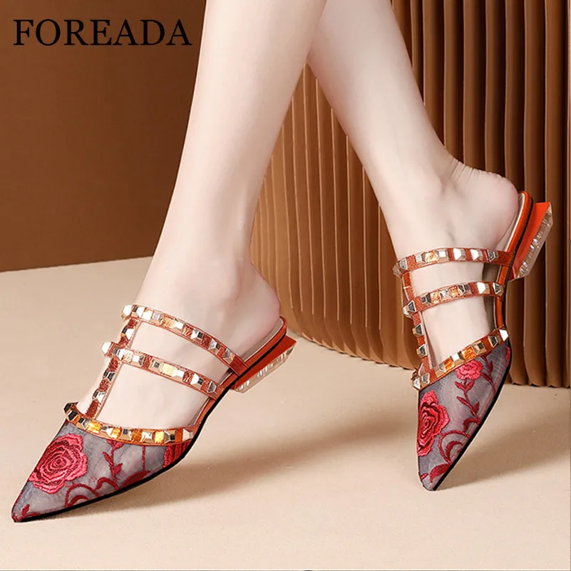 FOREADA/туфли без задника с цветочным принтом туфли-лодочки из натуральной кожи на