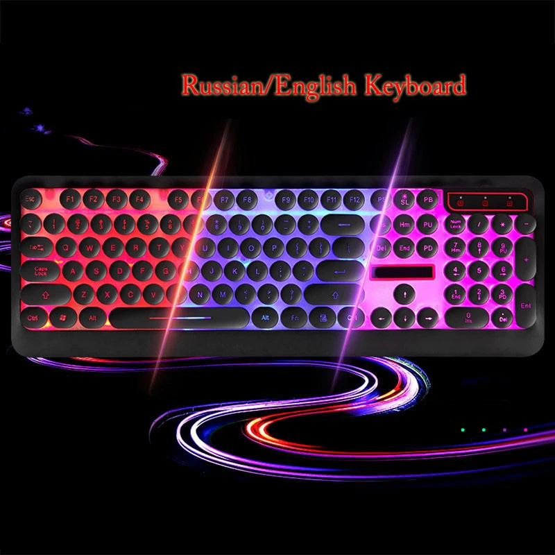 Russian/English Wired Gaming Mechanical Keyboard Game 104 keys Backlit For PC Games Tablet Desktop Gamer Lap Computer Russian us
