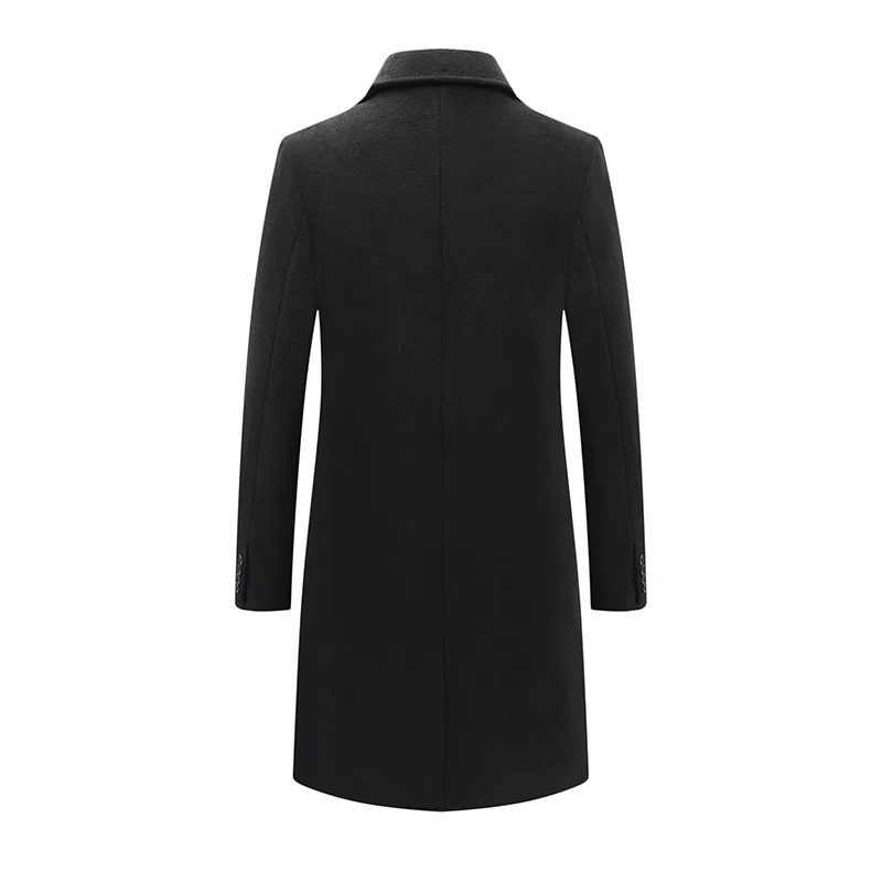 2019 зимнее теплое длинное шерстяное пальто мужское плотное двубортное полупальто