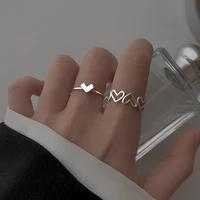 fashion hollow love open rings for women ring set design cute female personality adjustable daily waerable ring 2021 jewelry new
